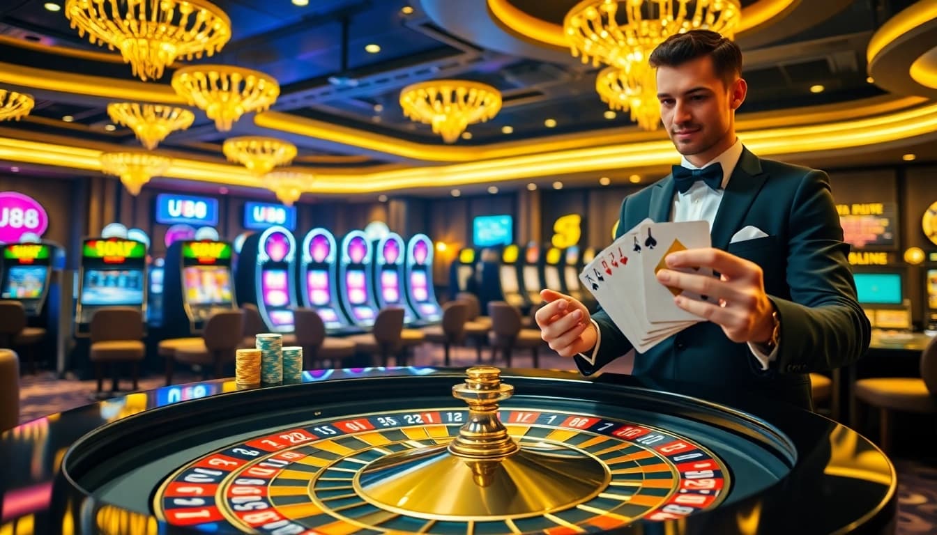Experience thrilling gameplay at U88 casino with exciting slot machines and vibrant roulette tables.