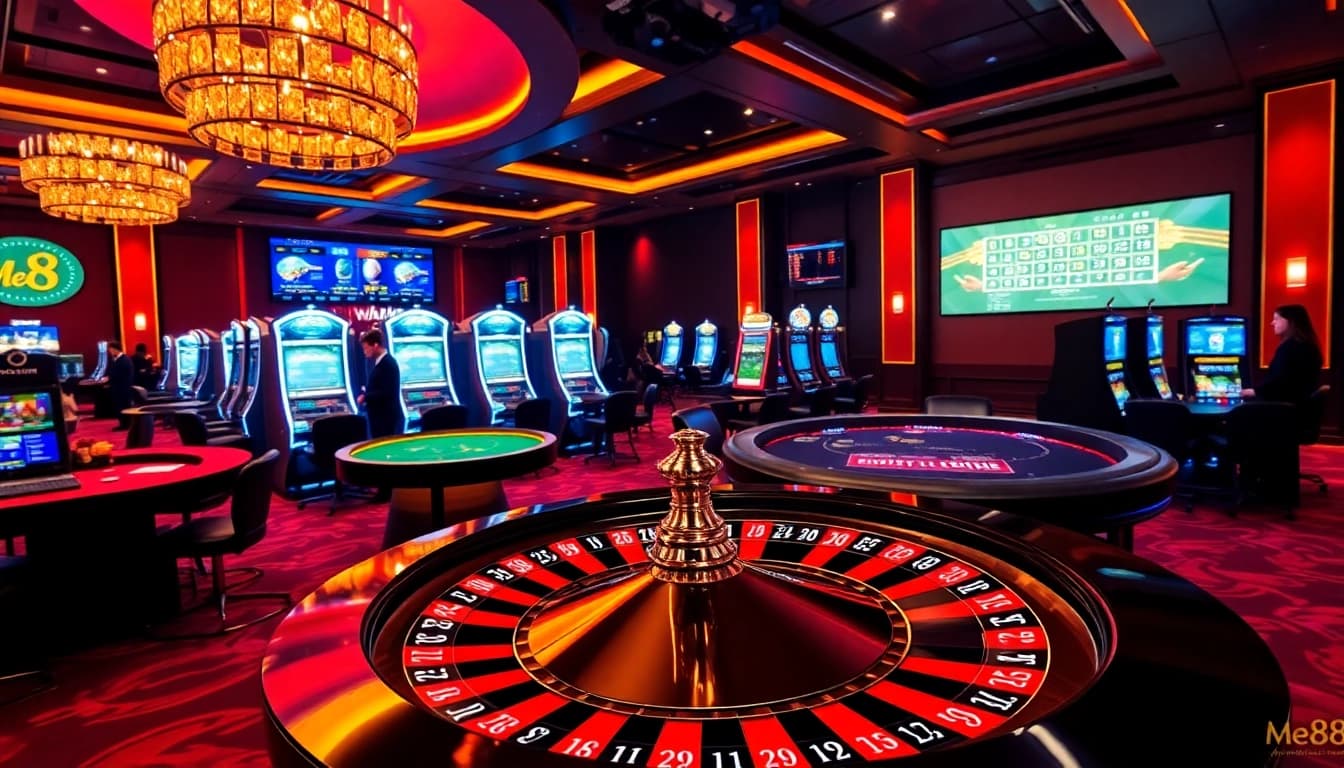 Experience the thrill of me88 with vibrant casino scenes and high-stakes betting.