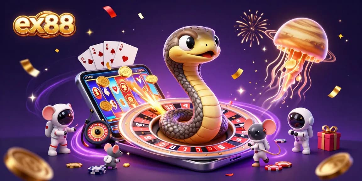 Place bets with ex88 on a cosmic roulette wheel, featuring vibrant casino elements.