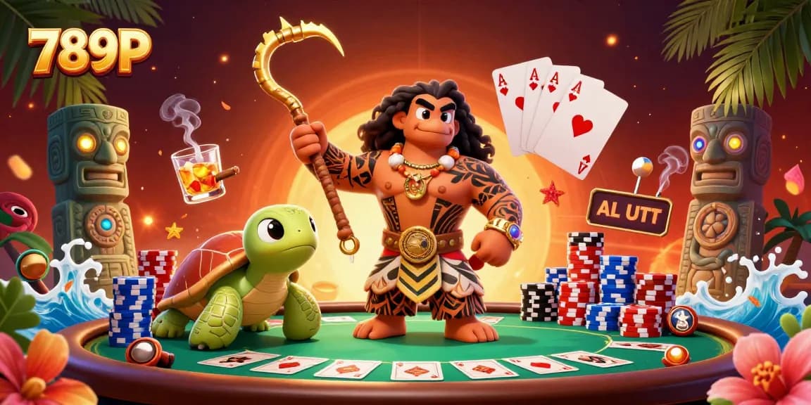 Engage in thrilling poker action at 789P with vibrant characters, chips, and immersive elements.