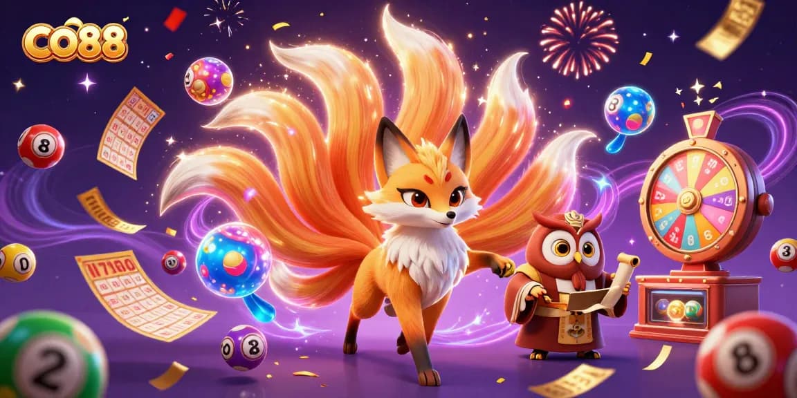 Engage with CO88 in this vibrant illustration showcasing lottery dynamics and magical elements