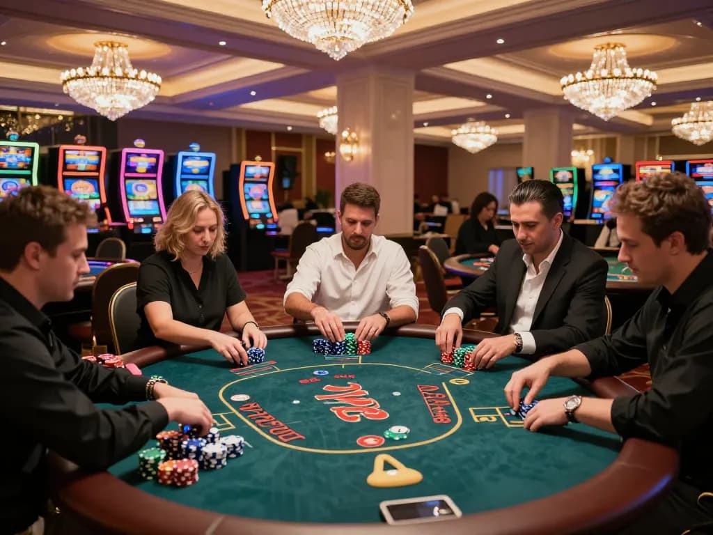Players enjoying dynamic poker games at F8Betz casino, showcasing lively atmosphere and engaging gameplay.