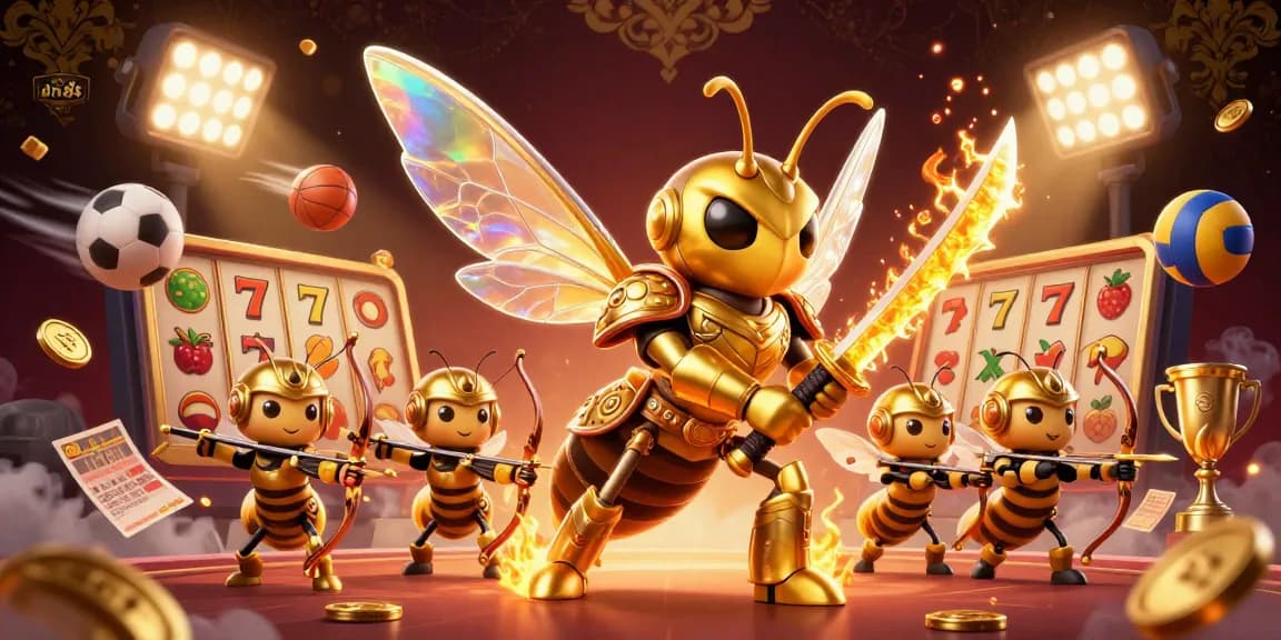 Engage in thrilling gameplay at dn88 with vibrant casino elements featuring hornets and gaming symbols.