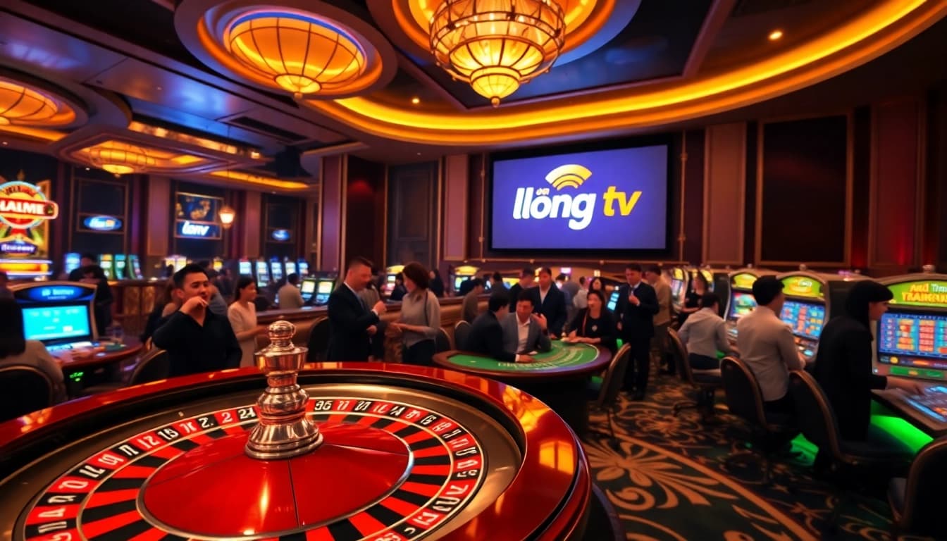 Lương Sơn TV showcases a vibrant casino scene with roulette and poker chips, capturing gambling excitement.