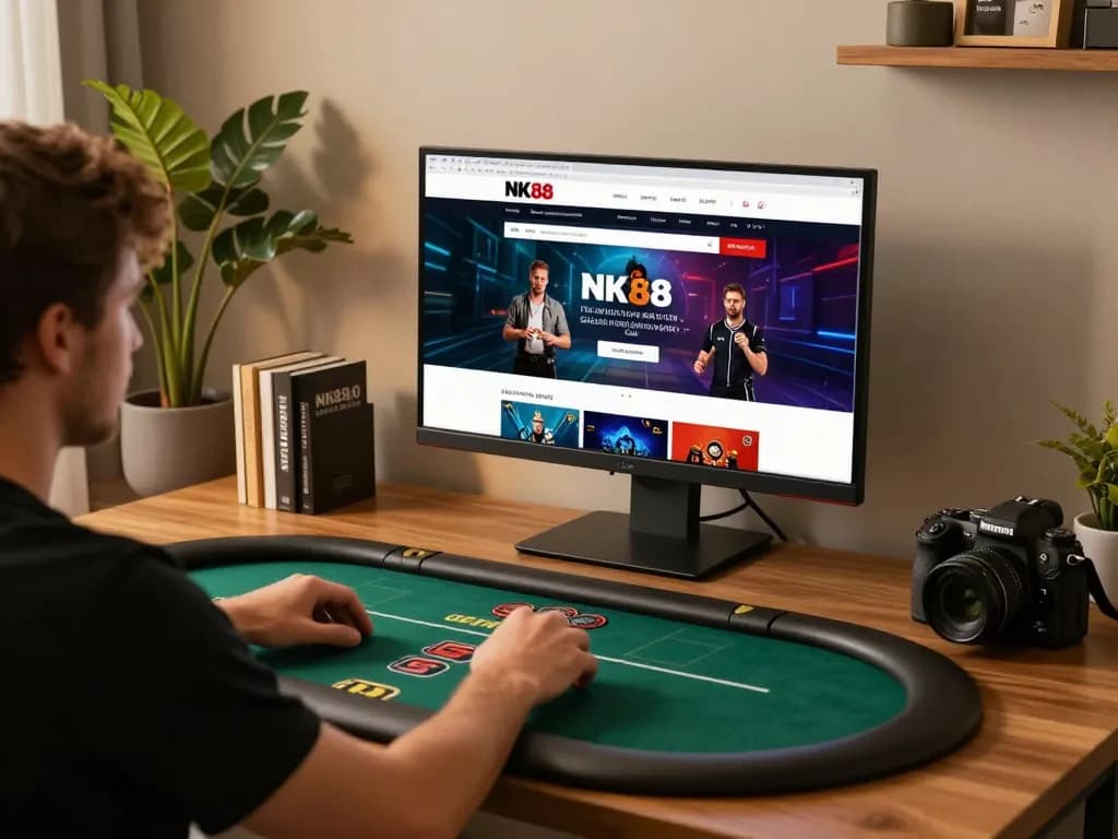 Engaging online gaming experience at https://nk88.autos/ showcasing a player immersed in poker
