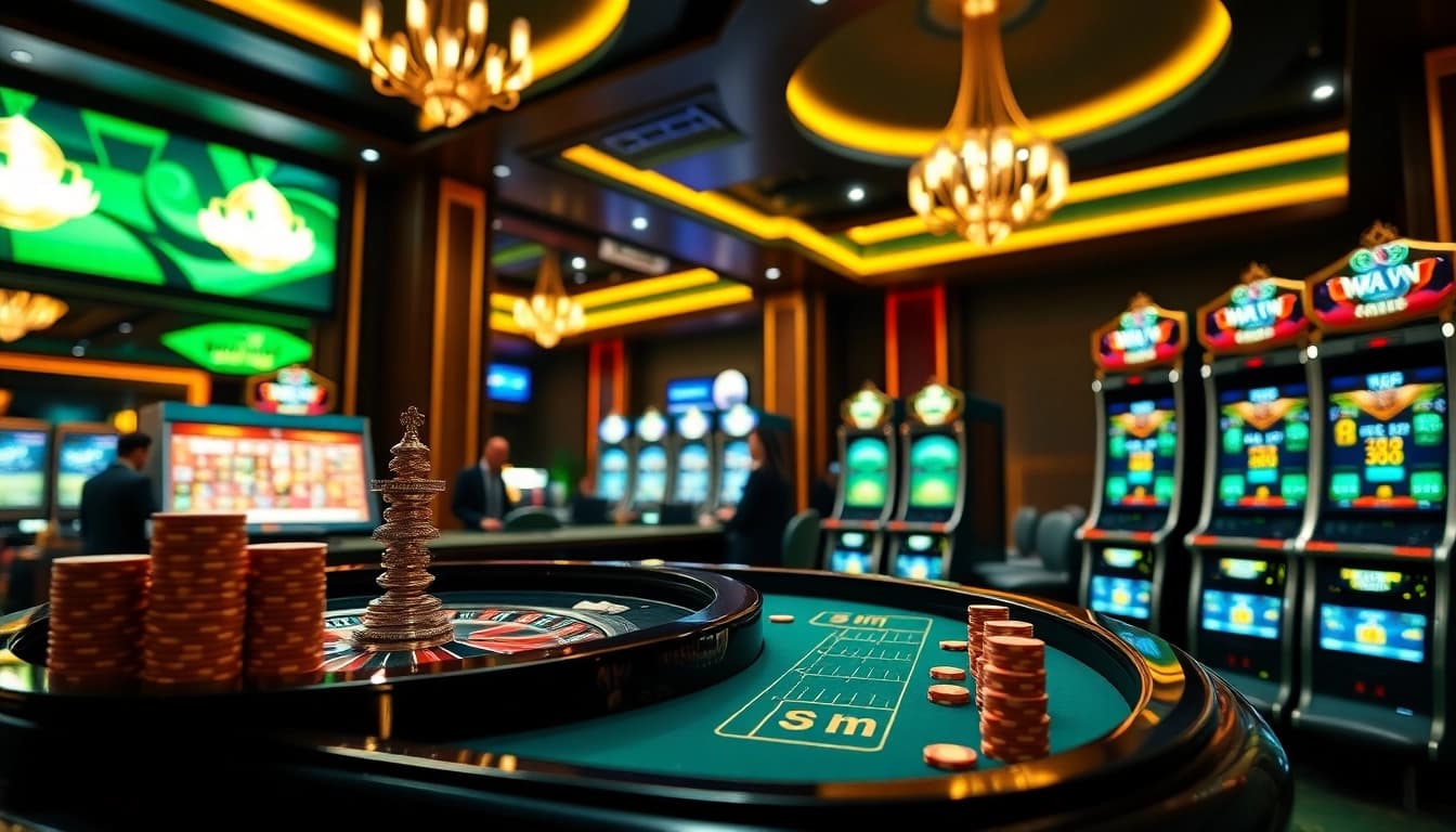 Experience thrilling gameplay at 98win with casino tables and vibrant slot machines.