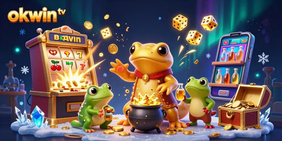 Experience the excitement of okwin tv with a vibrant scene featuring a golden salamander alchemist and dynamic casino elements.