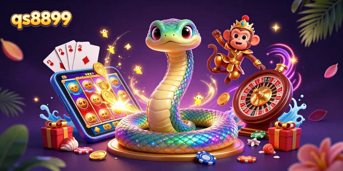 Experience the magic of qs8899 with a vivid casino illustration showcasing exciting games and elements.