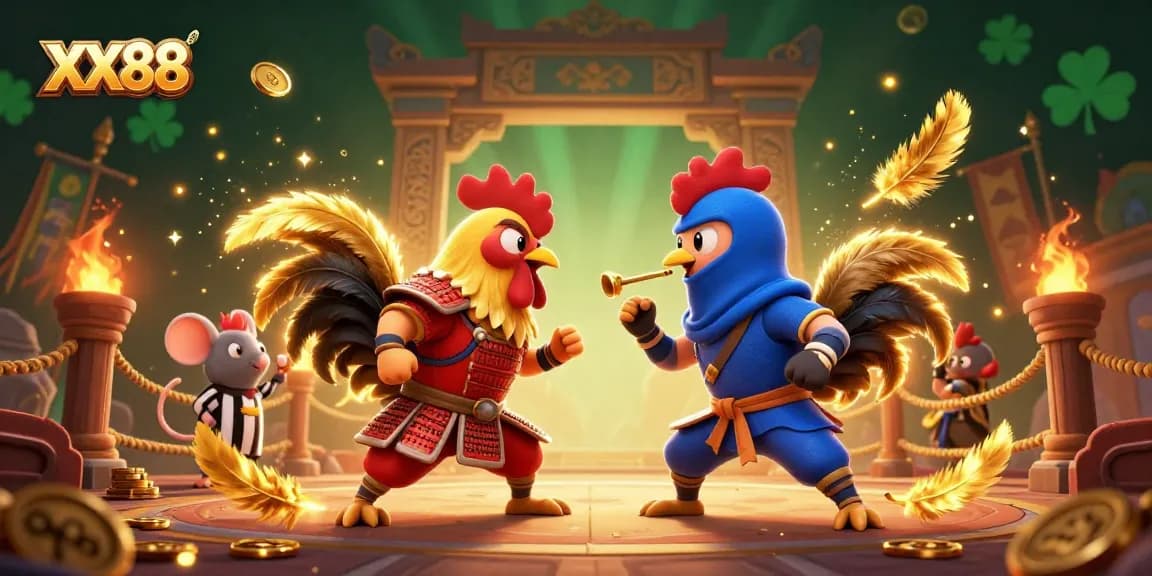 Engage in thrilling combat as the dynamic XX88 roosters face off in a colorful arena.