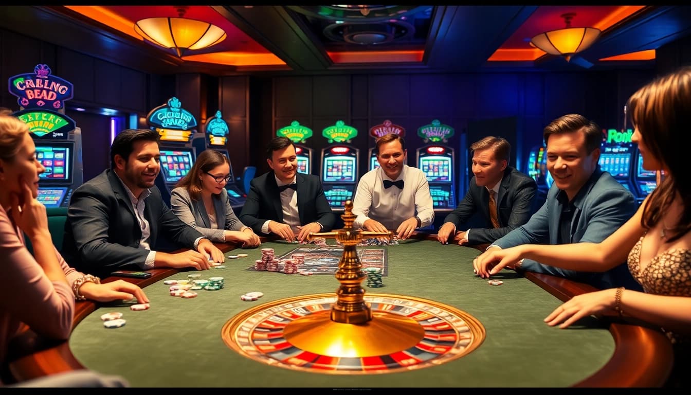 Players strategizing at a blackjack table in the newphim casino experience.