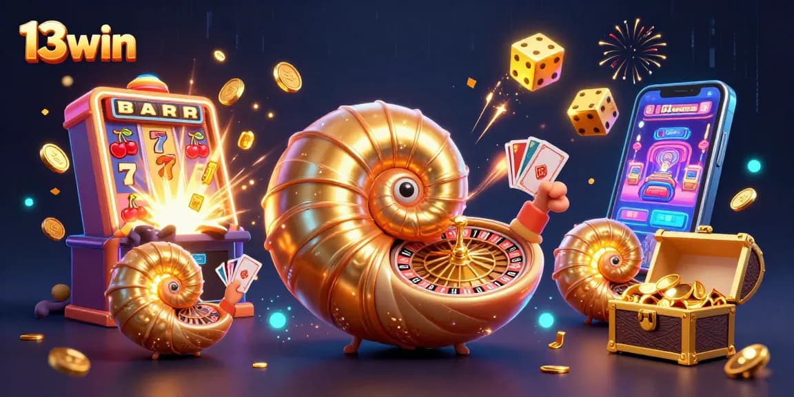 Experience the excitement of 13win with a dynamic casino scene showcasing vibrant characters and game elements.