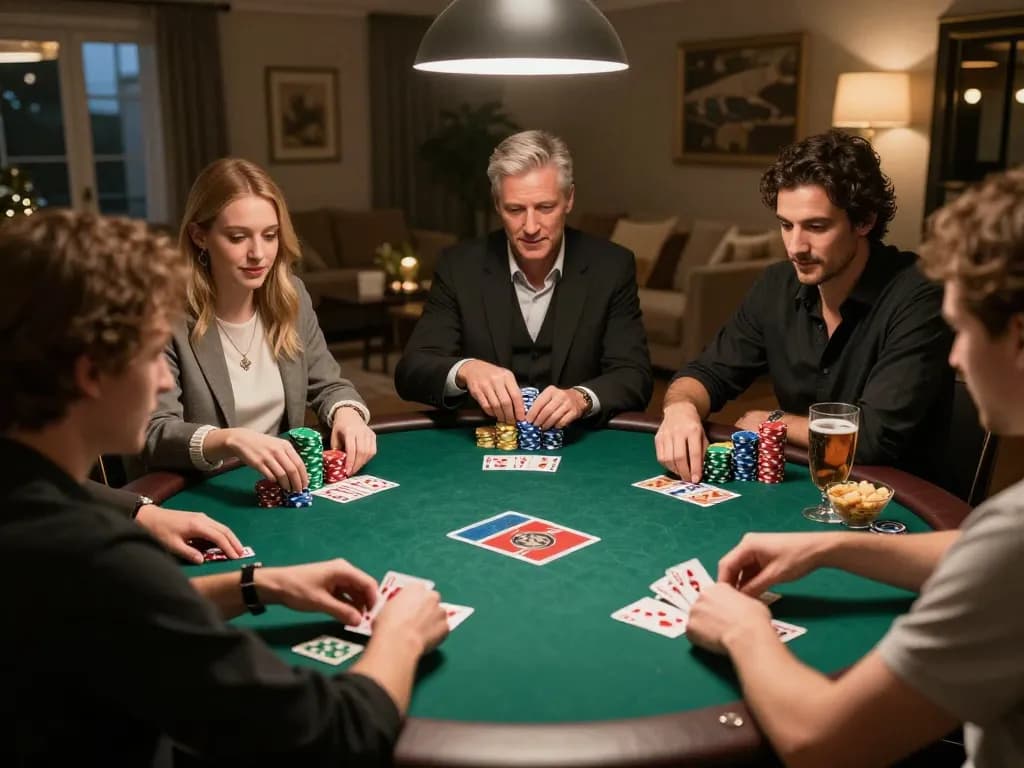 Exciting poker game night at home with friends showcasing strategies and interaction at 789Win