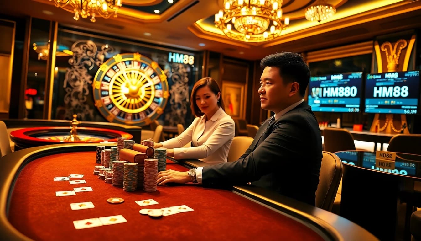 Engage with the exciting atmosphere at HM88's casino table, where high-stakes poker is played.