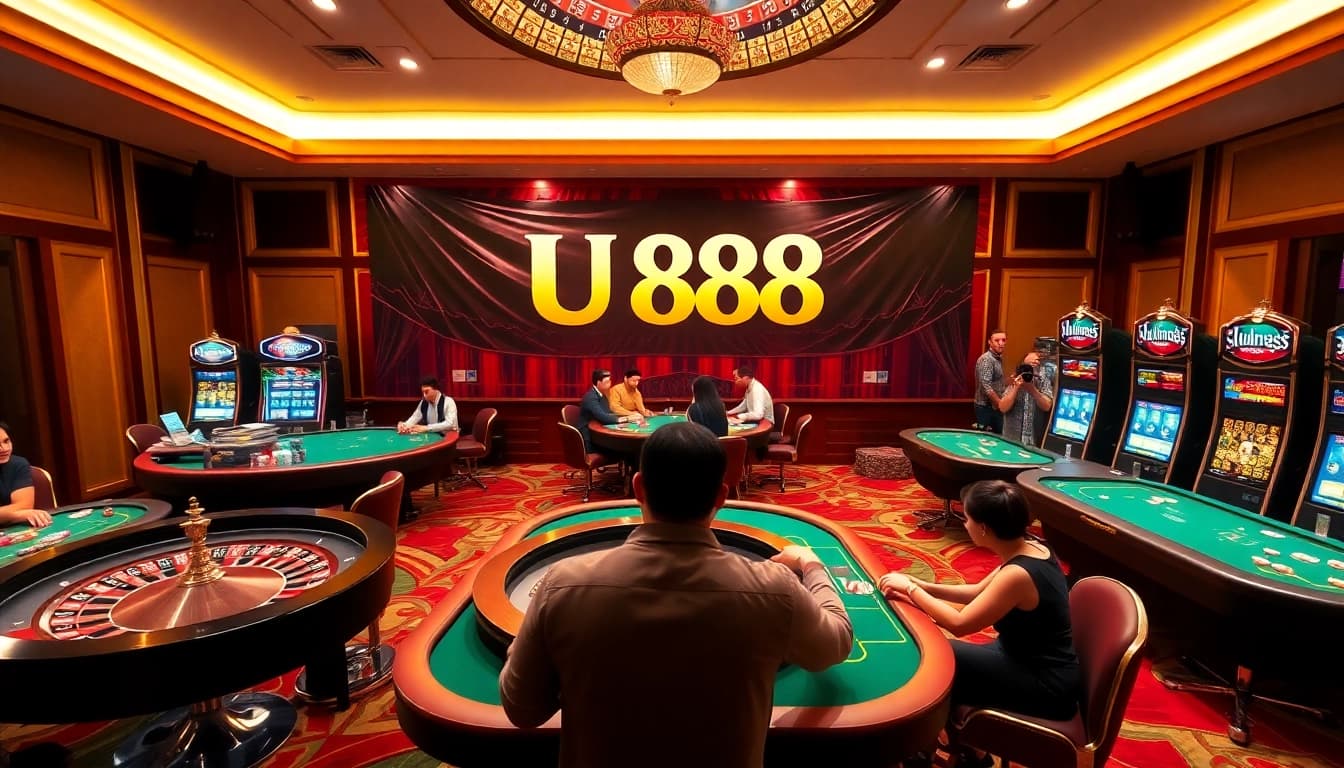 Experience the thrill of gambling at U888 with vibrant casino games and joyful players.