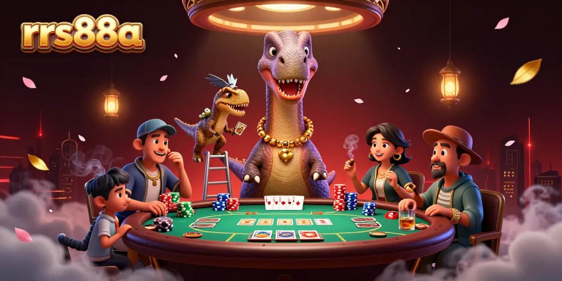 Engage in thrilling poker action at rrs88a with a towering brontosaurus and clever raptor dealer.