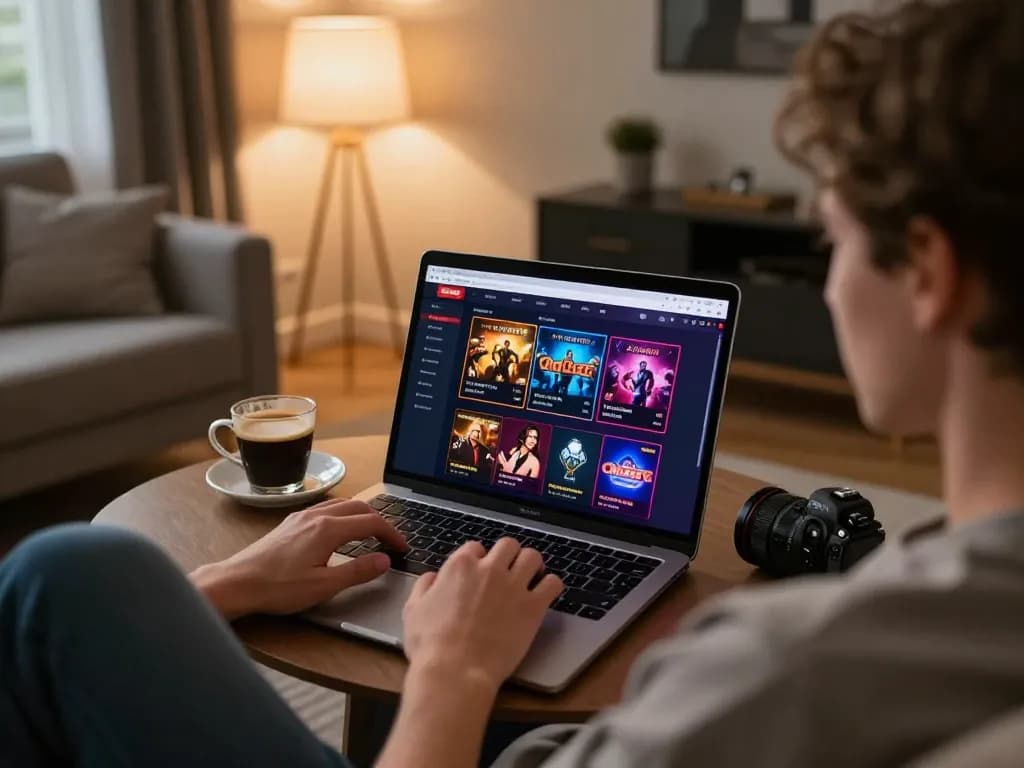 Engaging online gaming experience on OnBet platform in a stylish home setting