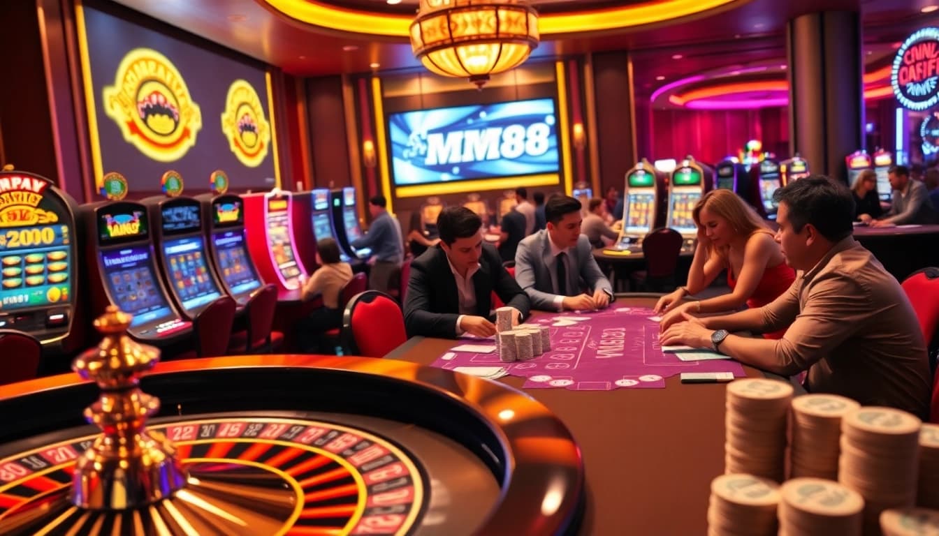 Experience the thrill of gaming at MM88 with vibrant tables and engaged players.