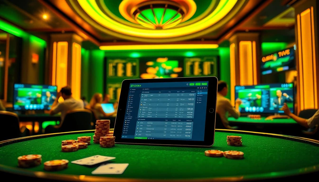 Engaging scene of Crickex online betting at a luxurious casino featuring dynamic odds and players.