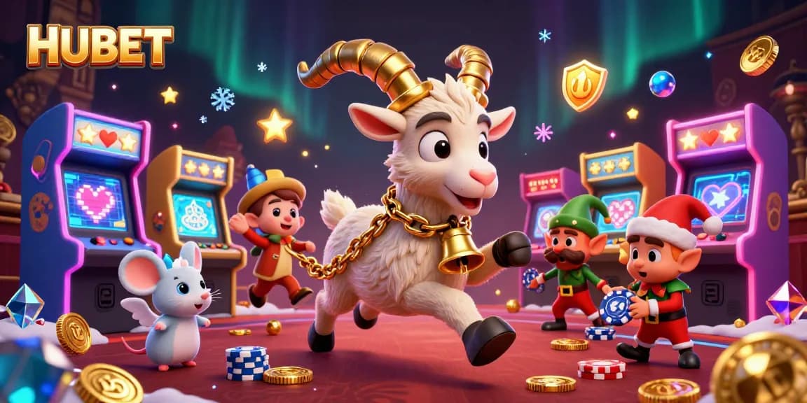 Experience HUBET's dynamic casino atmosphere through an enchanting 3D digital illustration.