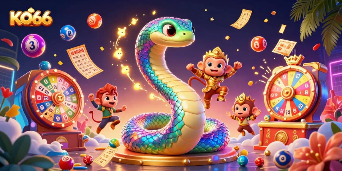 Win big with KO66 in this vibrant casino-themed digital illustration.