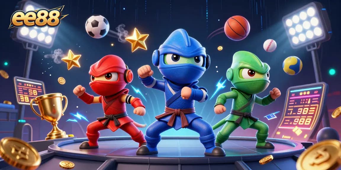 Experience the thrill of ee88 with ninja chameleons amidst dynamic sports betting elements.