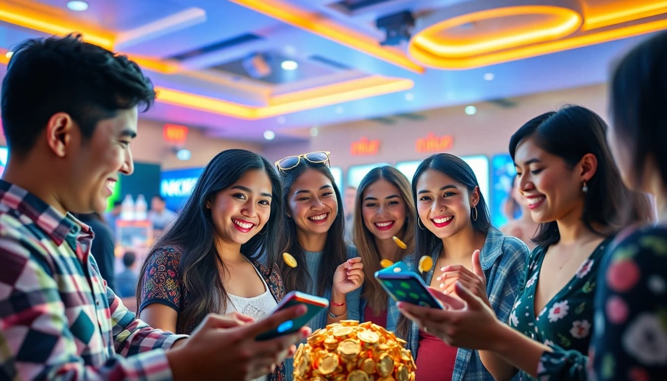 Dynamic online gaming scene with nk88 app showcasing fun and community engagement.