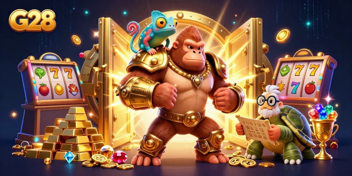 Engage with G28 through an epic 3D casino adventure featuring treasures and classic slot symbols.