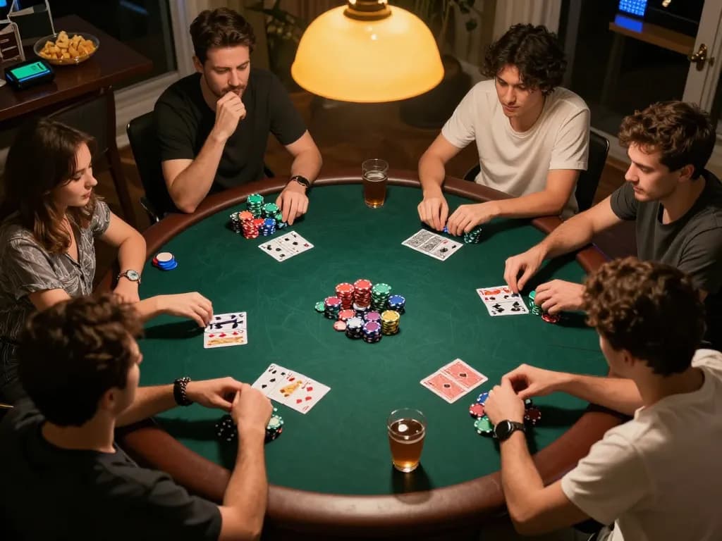 Check 9 lotto 4d live results while enjoying a friendly poker night with colorful chips and engaged players