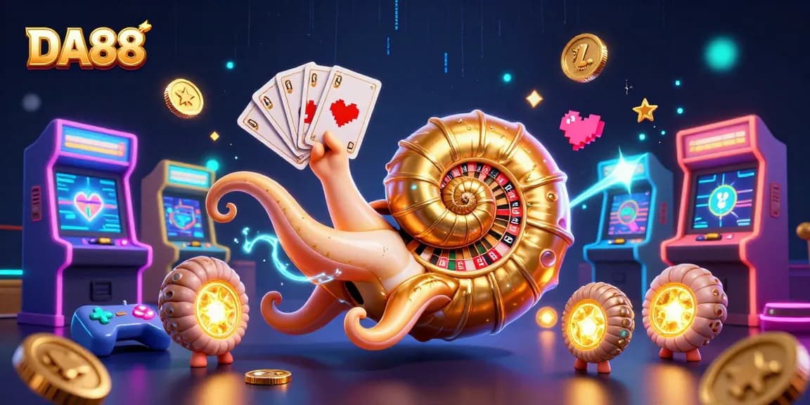 Experience the excitement of DA88 with a dynamic 3D gaming scene featuring ancient casino elements.
