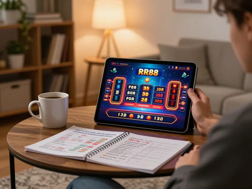 Enjoying online gaming at RR88's platform in a cozy home environment