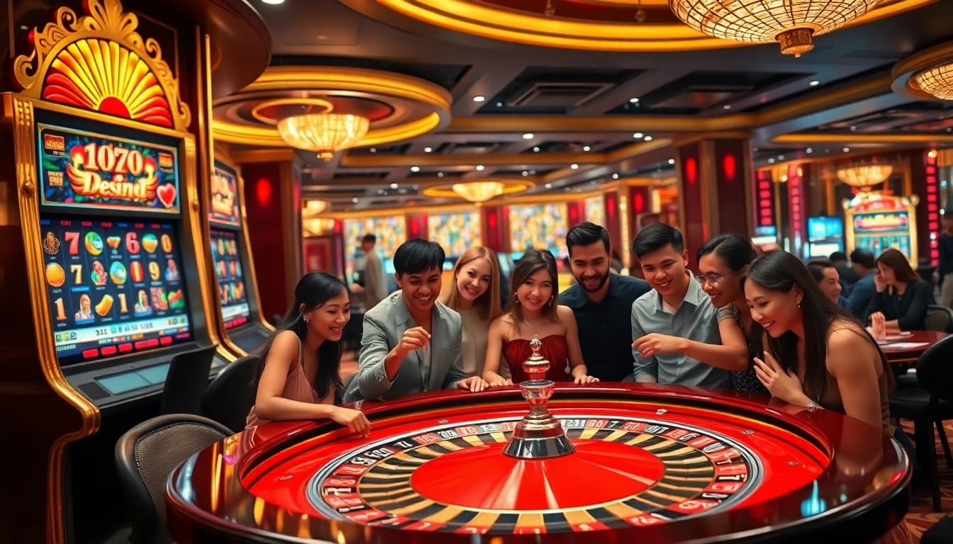 Experience the thrill of high-stakes gaming at tg88 with vibrant casino elements and players engaged.