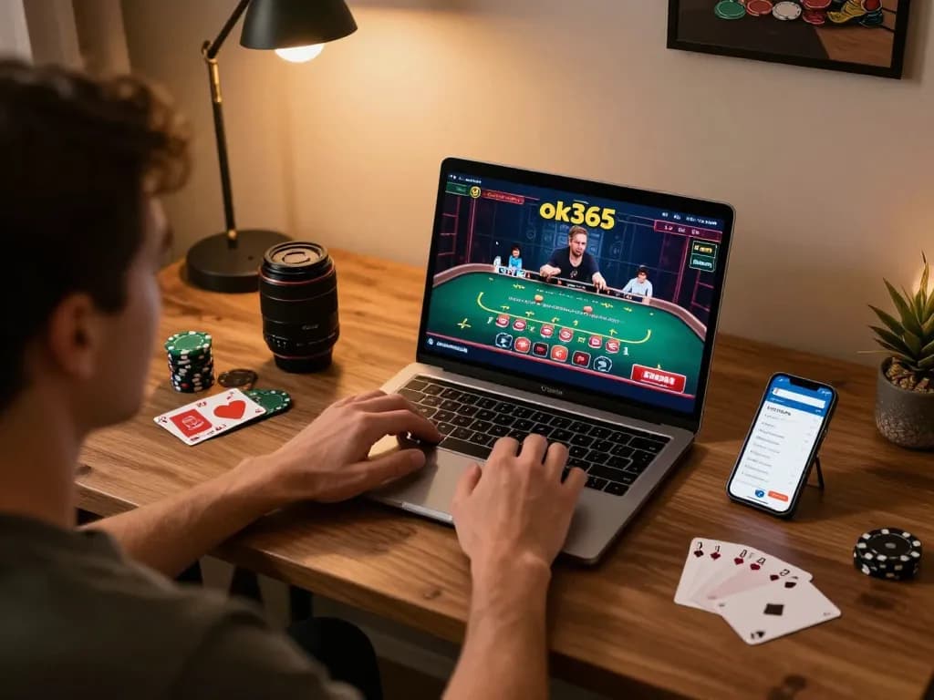 Player engaged in live dealer blackjack on ok365, showcasing modern online gaming atmosphere.