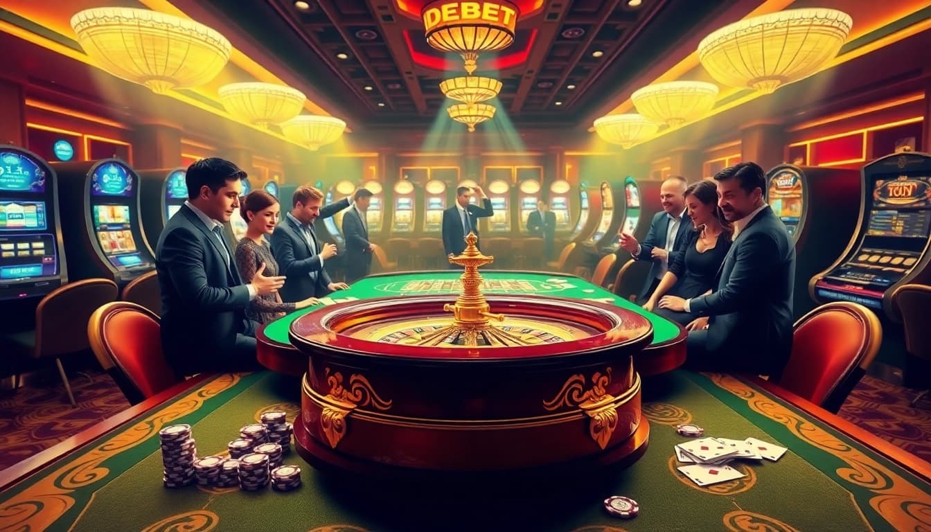 Engage with the dynamic atmosphere of Nhà cái DEBET at a luxurious casino table.