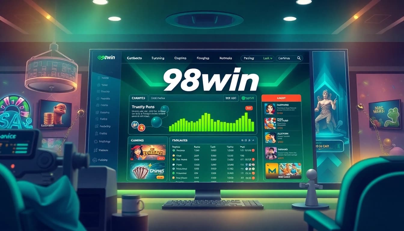 98win online gaming platform interface showcasing vibrant design and user-friendly features.