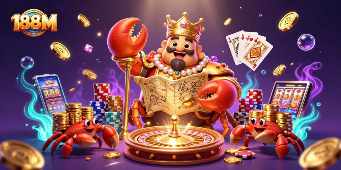 Experience exhilarating gameplay at 188M with vibrant casino action and treasure-filled scenes.