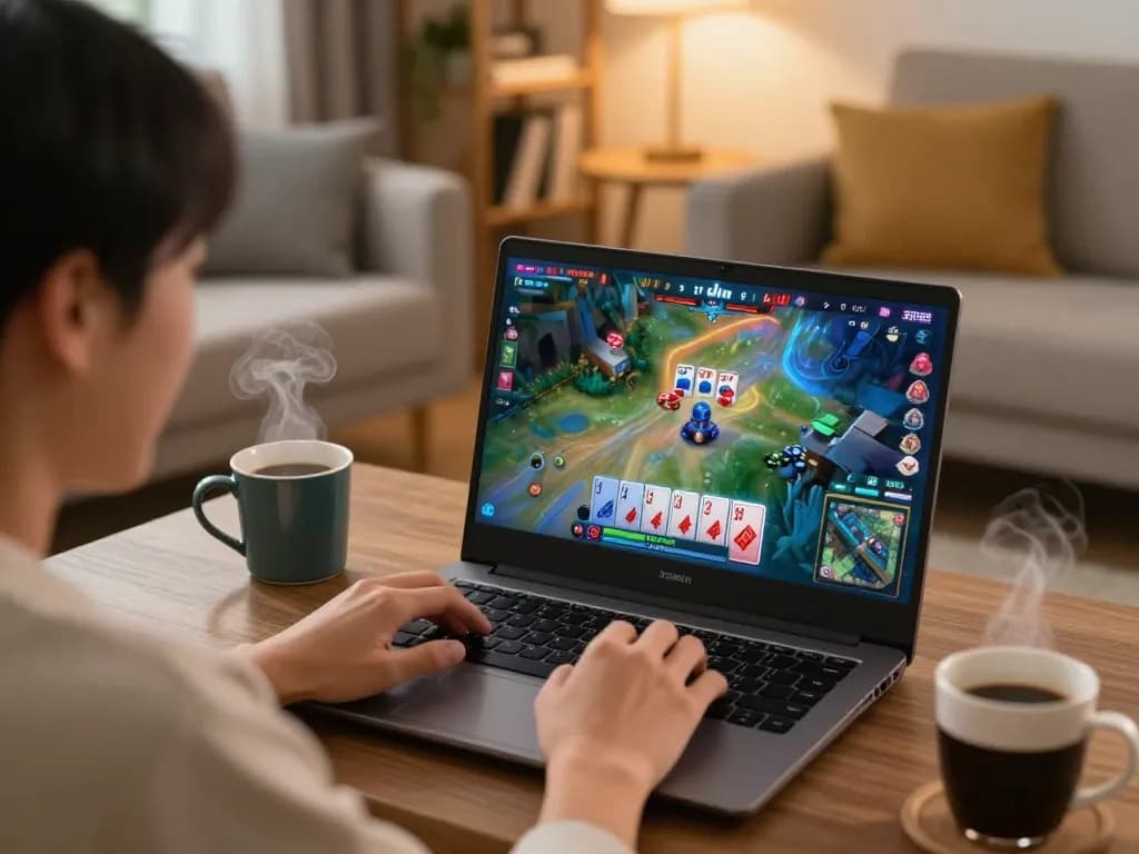 Player enjoying a thrilling moment at 23win during an online casino game from home