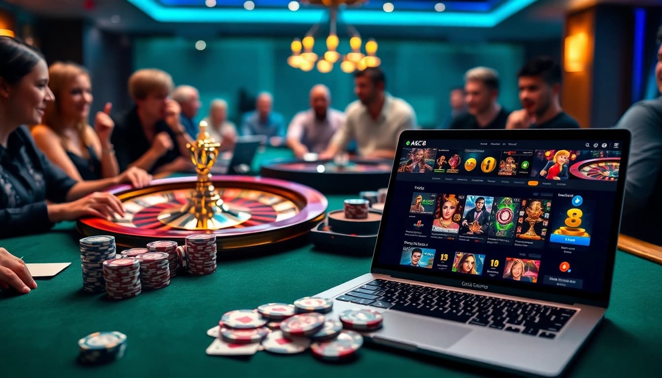 Experience the thrill of ABC8 gaming with professional poker tables and vibrant slot machines.