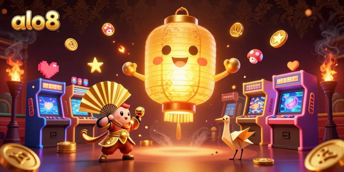 Experience the excitement of winning at alo8 with a vibrant casino illustration featuring colorful gaming elements and lucky symbols.