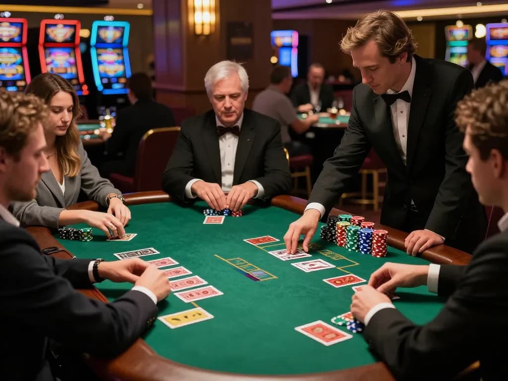 Experience thrilling gameplay at mb66 blackjack table with engaged players and attentive dealer.