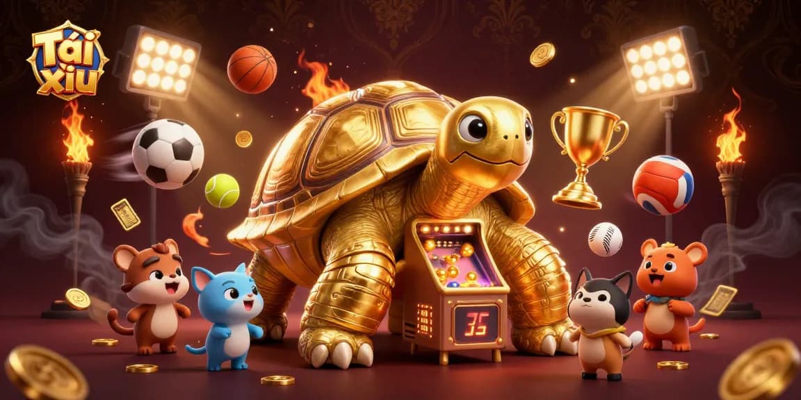 Experience thrilling Tài xỉu gameplay in this vibrant 3D illustration filled with excitement.