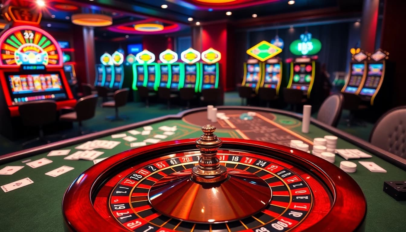Experience the thrill of betting at https://789betg.com/ with vibrant casino visuals highlighting poker tables and roulette wheels.