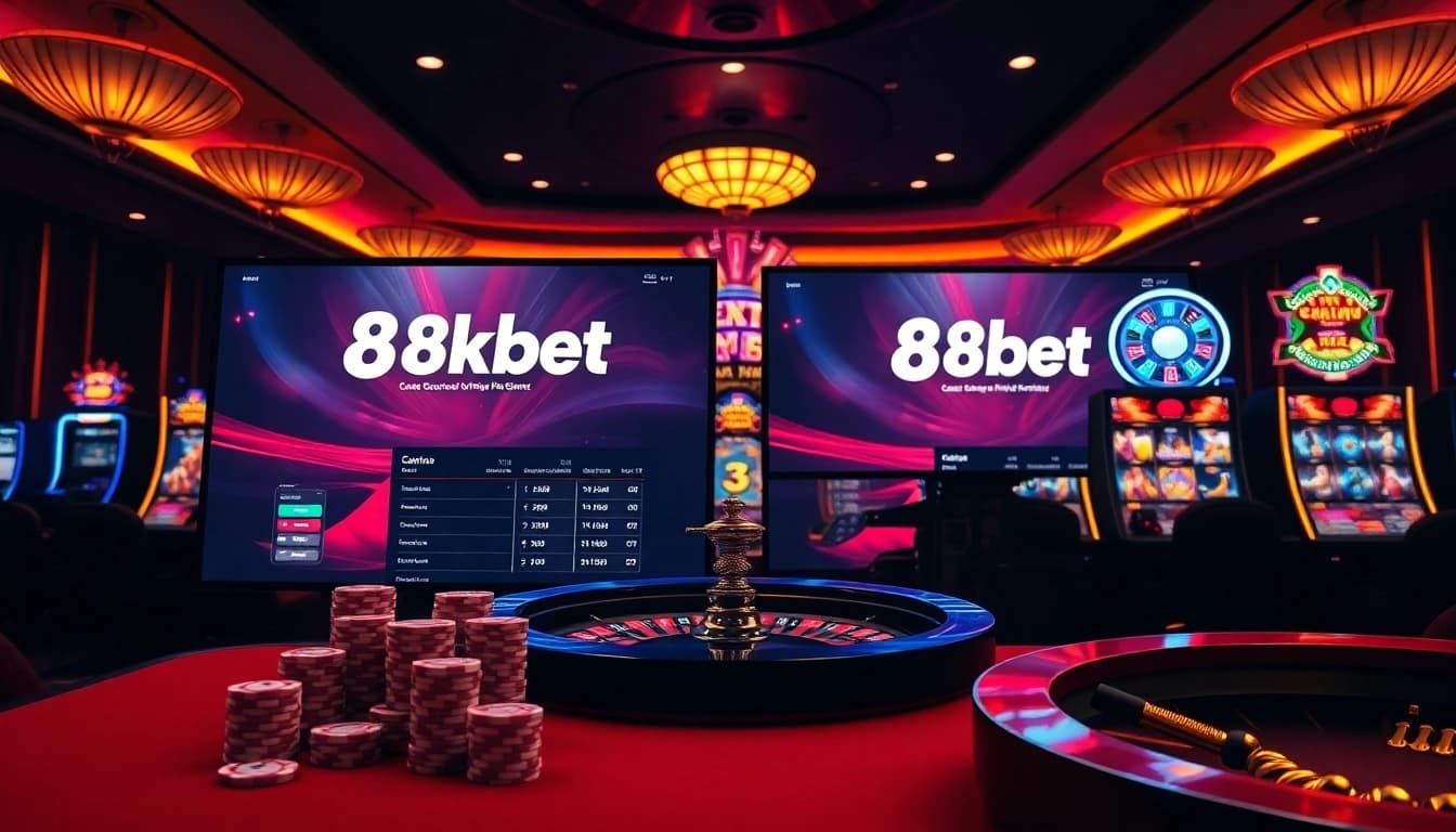 Experience the thrill of online gambling at 8kbet with vibrant gaming visuals and exciting ambiance.