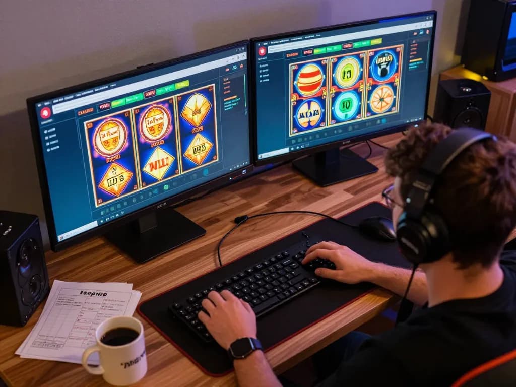 Player enjoying an engaging online game at phpvip in a cozy setup with multiple screens.