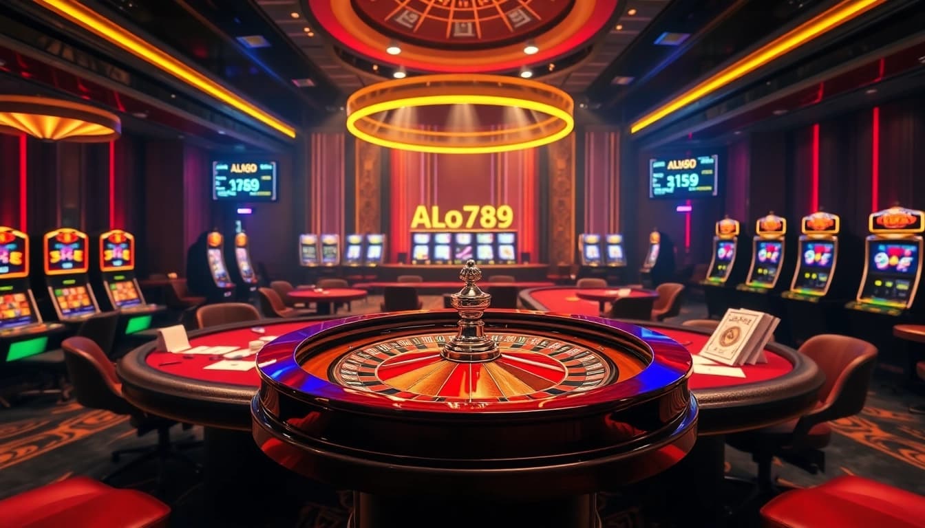 Experience the thrill of ALo789 at a vibrant casino with roulette, poker, and slot machines.