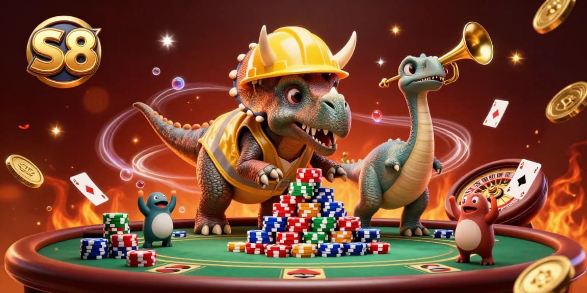 S8 offers thrilling poker gameplay with colorful chips and an exciting roulette wheel, engaging players
