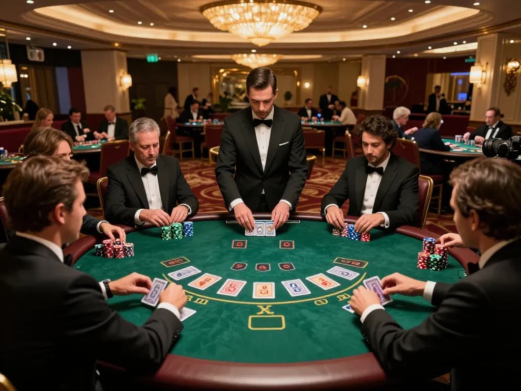 Players engaging in a strategic game of Blackjack at Fly88 casino, showcasing the excitement and atmosphere of high-stakes gambling.