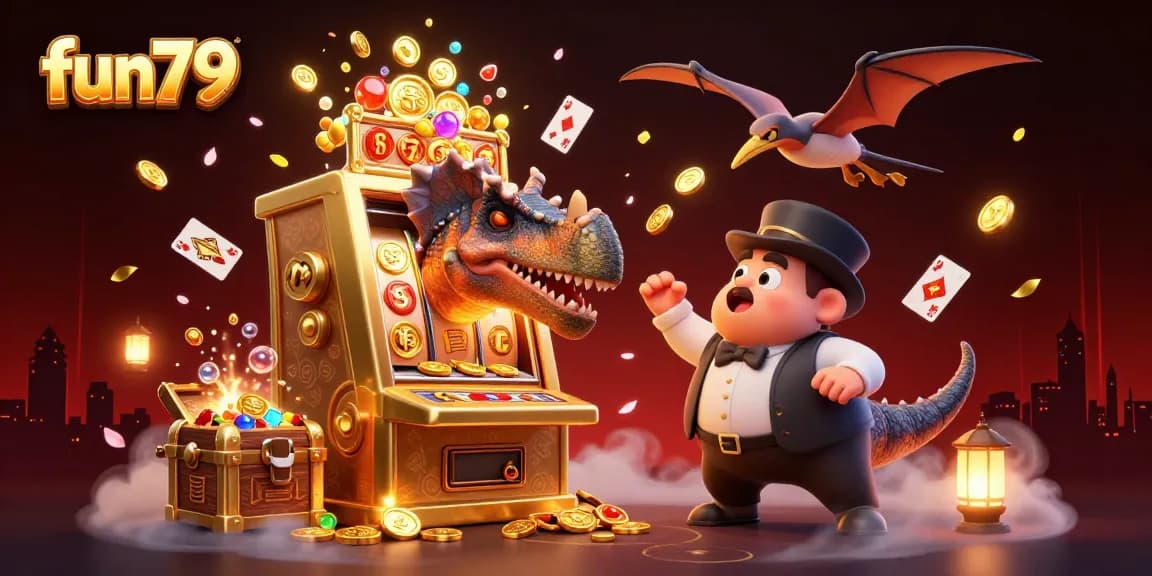 Win big at fun79 casino with thrilling characters and explosive jackpots in this vibrant illustration.