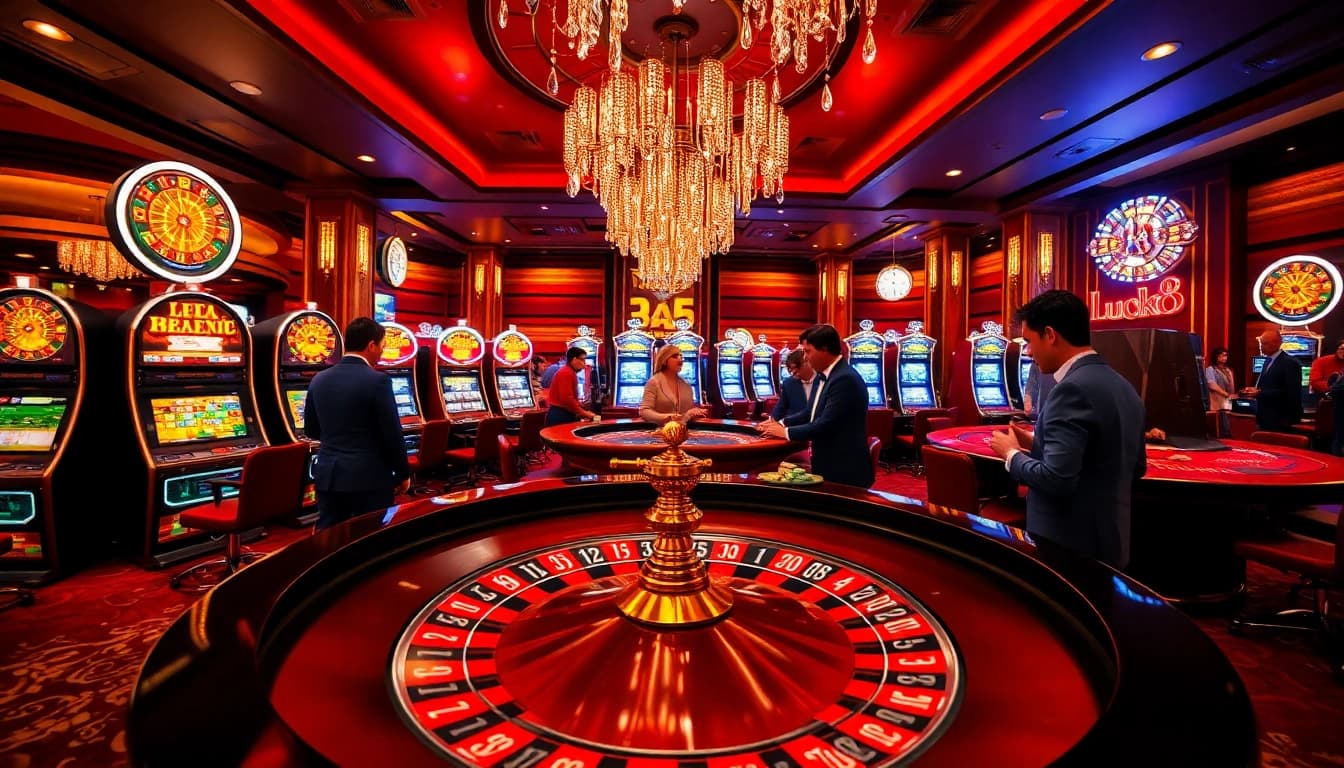 Experience the excitement of Luck8 casino gaming with vibrant roulette and engaging players.