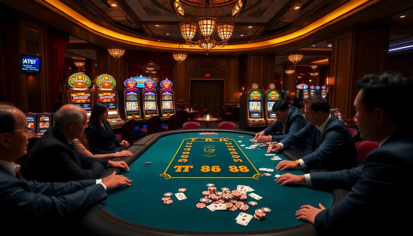 Experience thrilling gameplay at TR88 with vibrant casino tables and engaged players.