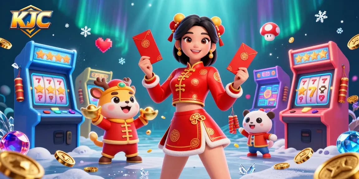 KJC offers thrilling online gaming experiences with vibrant 3D illustrations of casino activities.